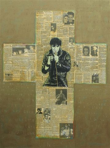David McGough painting Gold Elvis